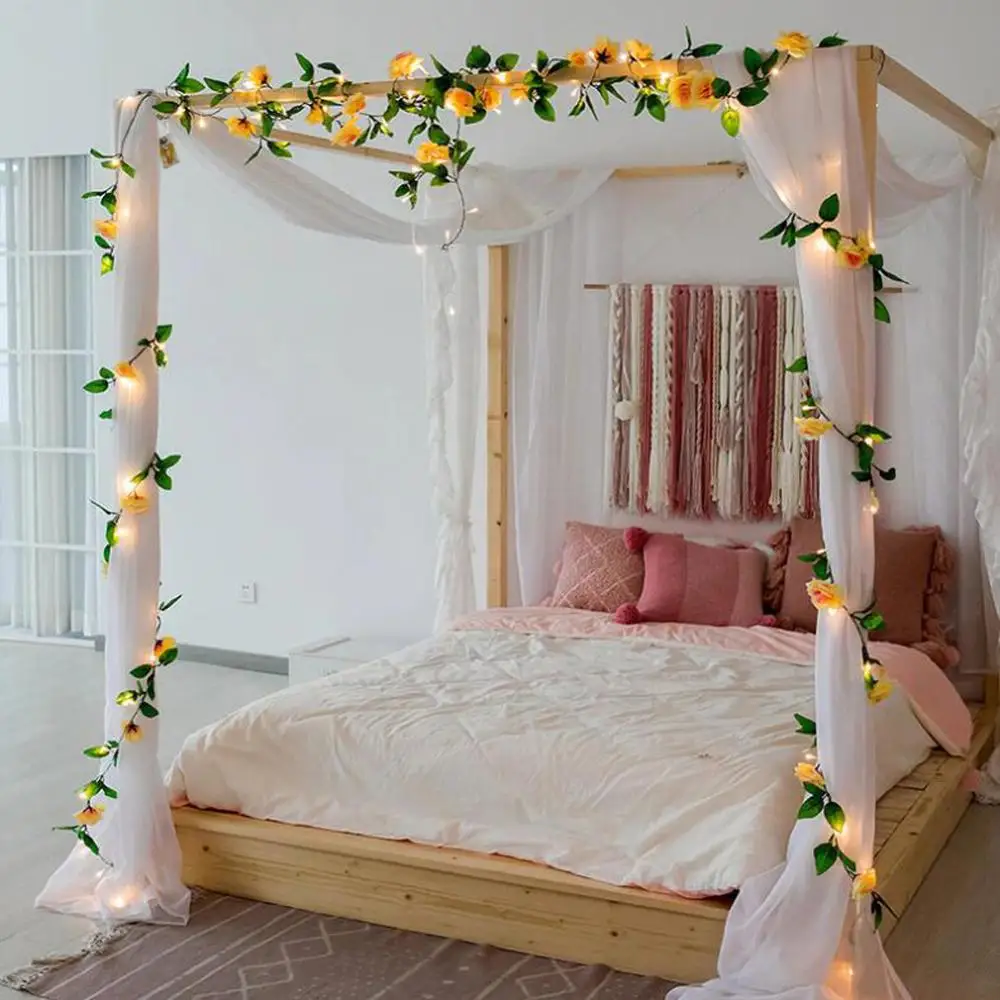 2 м/20 светодиодный светильник искусственная Роза гирлянда шелковые цветы роза