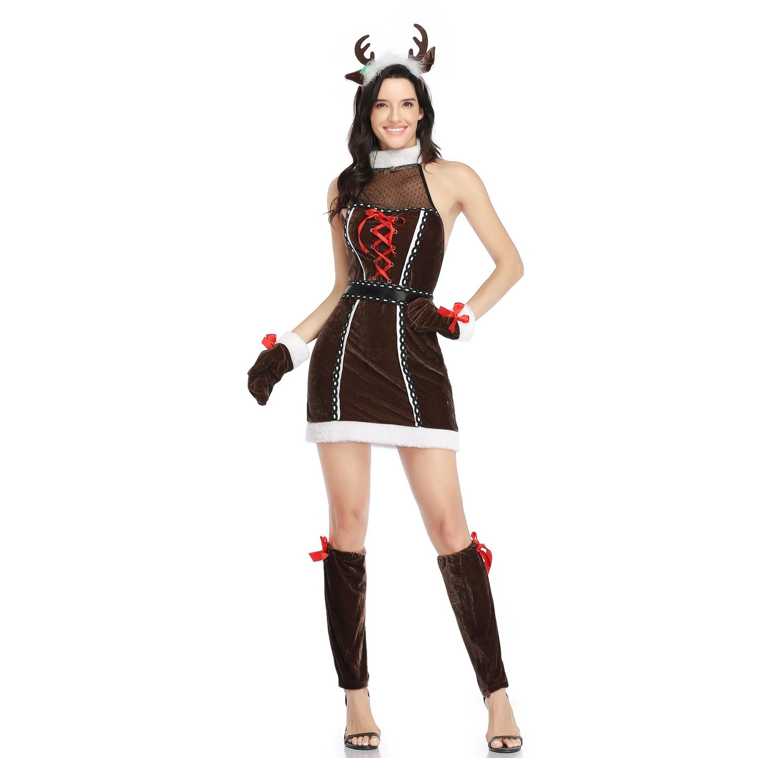 

Adult Women's Slim Velvet Sexy Christmas Costumes Santa Claus Costume Xmas Sexy Santa Dress Cosplay