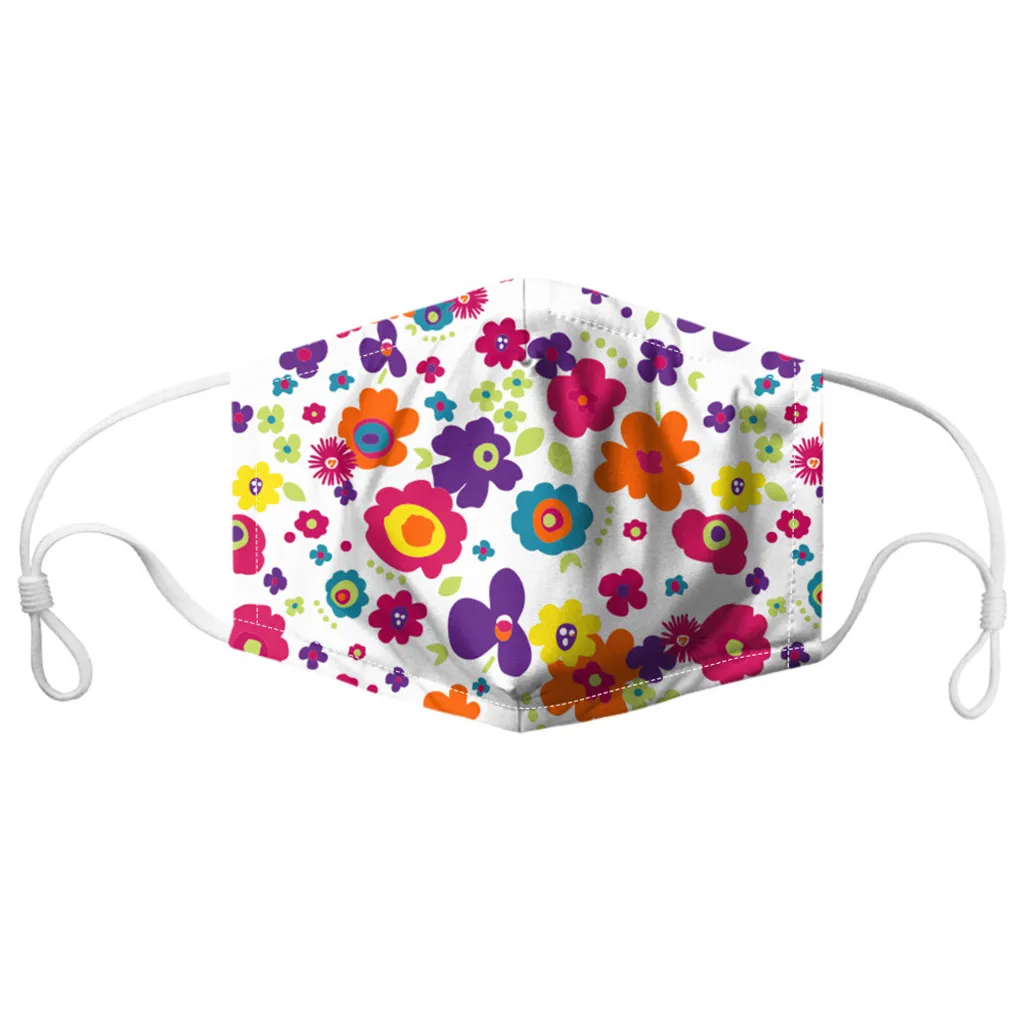

Universal Multicolor Floral Print Face Cover Mask Dust-proof Smog-washable With 2 Filters For Adults In Europe America Masque