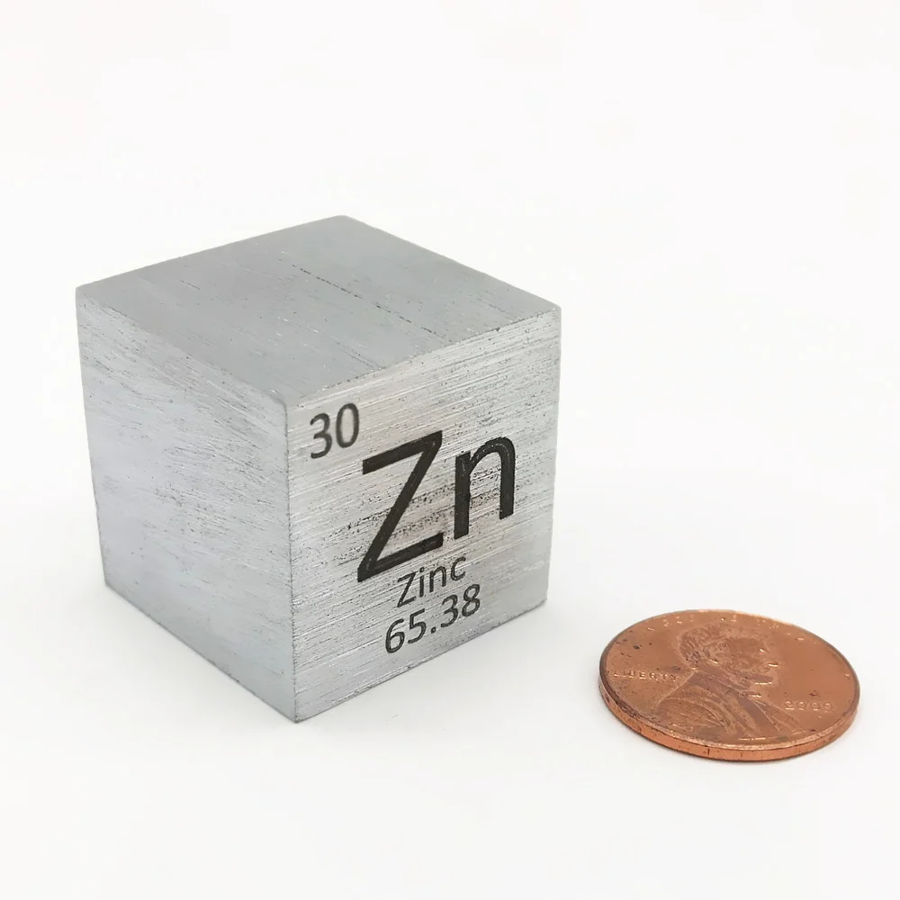 Cubo de Zinc Zn de 1 pulgada, 25,4mm, bloque de Metal de densidad pura para colección de elementos, hecho a mano, pantalla de aficiones de artesanías