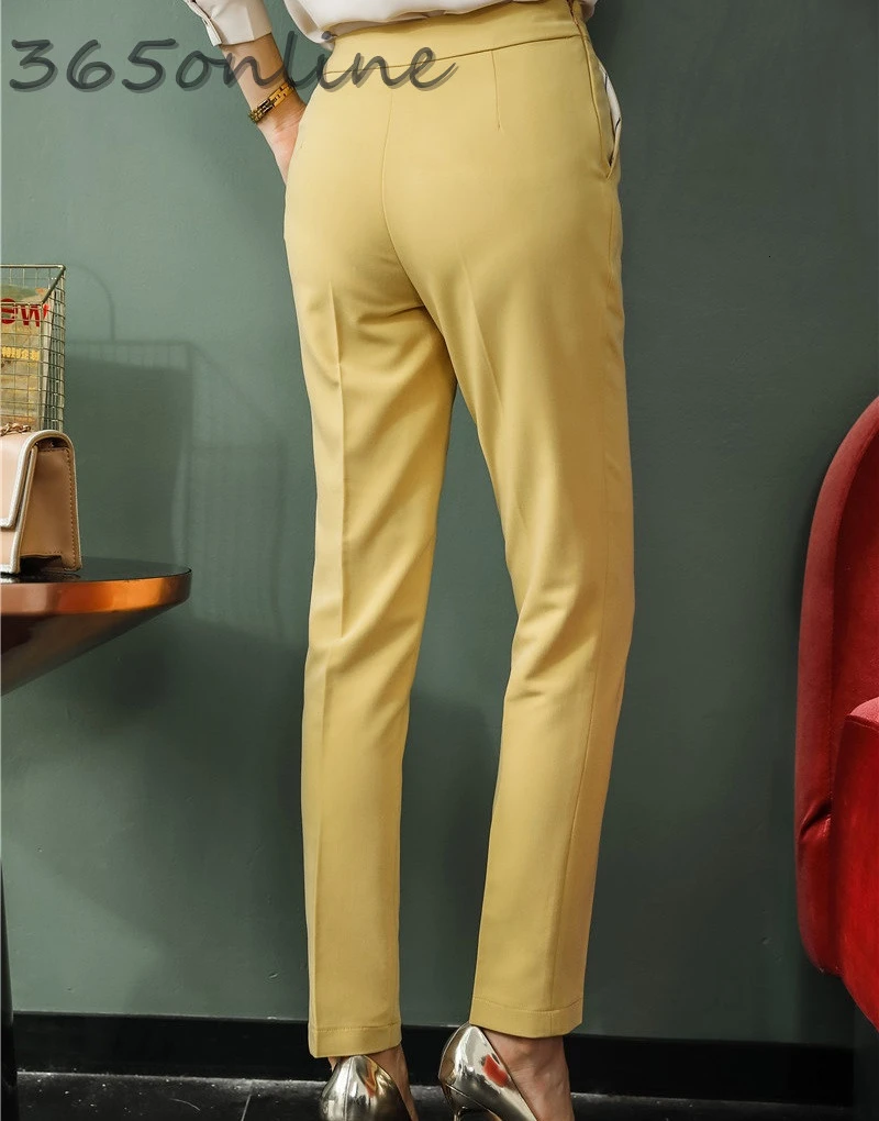 Новинка желтые Деловые женские брюки OL в деловом стиле модные бриджи | Женская