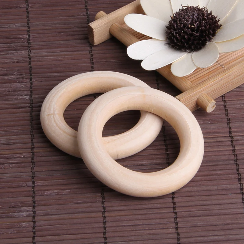 

5pcs Crafts DIY Baby Teething Natural Wooden Rings Necklace Bracelet 55mm 97BE
