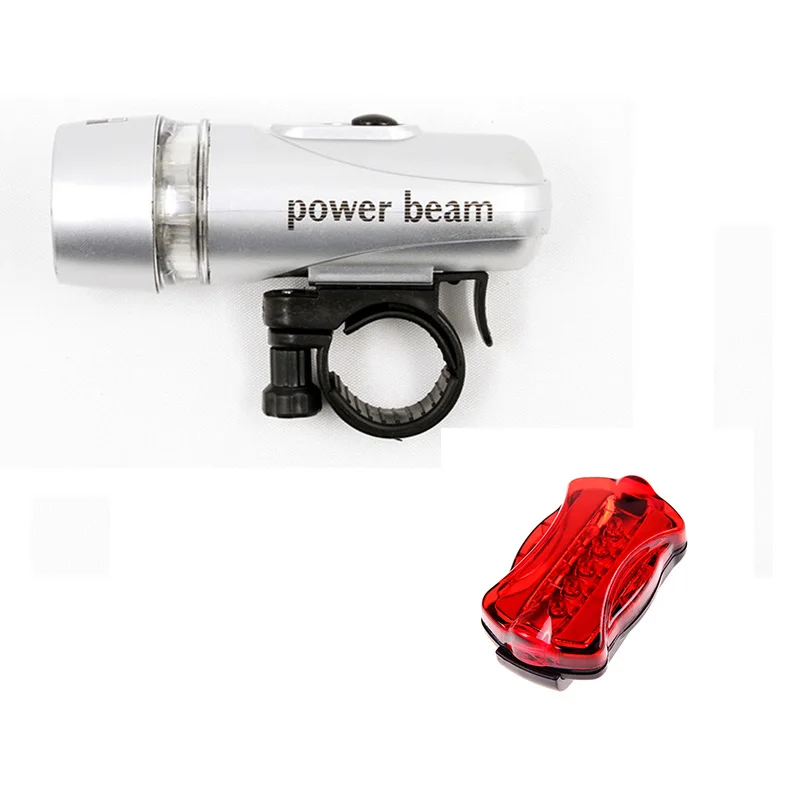 FrontRear Set Silver Дорожный MTB велосипедные фары 5 Led передняя фара Свет+ задний фонарь набор Водонепроницаемый Горный велосипед задняя велосипедная фара лампа фонарик - Цвет: FrontRear Set Silver
