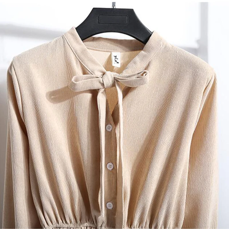 2019 Autumn Vintage Corduroy Dress Women Elastic Waist Solid color Plus Size Dresses Elegant Party Long Sleeve Vestidos | Женская одежда