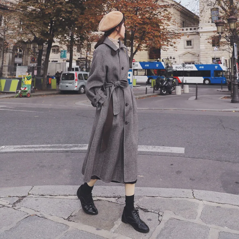 

Winter Coat Women 2020 Solid Single Breasted Overcoat Women Warm Thick Fashion Loose Long Coat Women Woolen Coat Oversized Coat