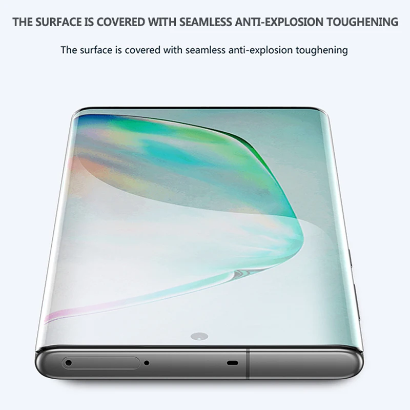 Закаленное стекло 20D для защиты экрана Samsung Galaxy Note 10 Plus УФ-жидкое с полным