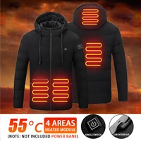 men women usb smart electric heated jacket cotton coat winter thicken down hooded outdoor hiking ski clothing 4 heating jacket