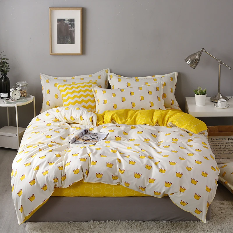 Домашний текстиль желтый комплект постельного белья 3/4 шт. геометрический