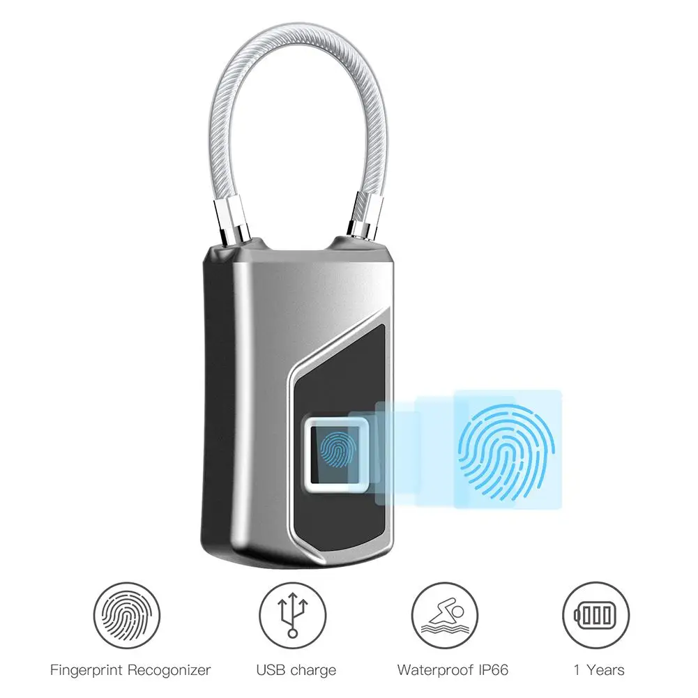 

tmddotdaSmart Home Fingerprint Lock Bluetooth Safe Padlock Door Lock Waterproof Keyless USB Rechargeable Zinc Alloy House Locks