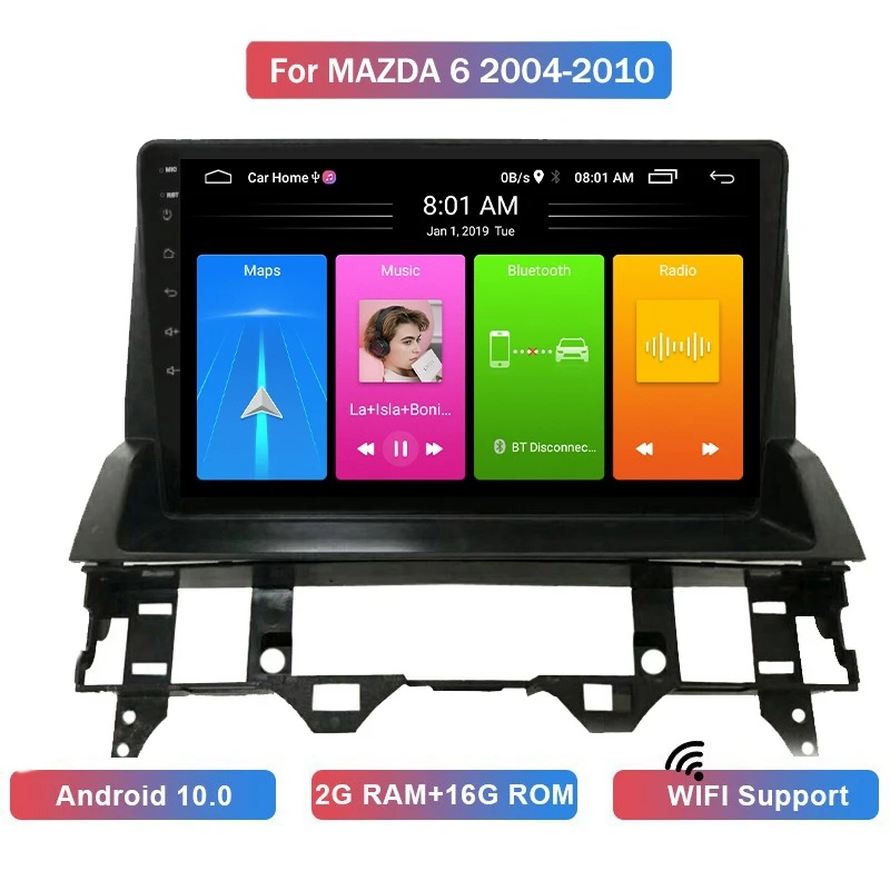 

9 Inch 2 Din Android 10.0 Car MP5 Player Stereo Radio 2+16GB Wifi Bluetooth GPS Navigation for Mazda 6 2004-2010