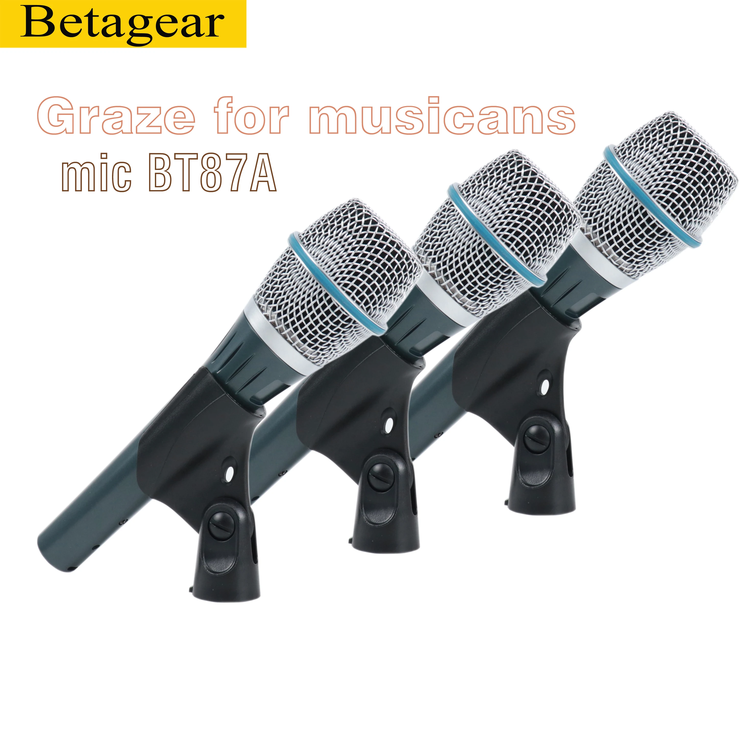 Betagear 3 шт. 87A конденсаторный суперкардиоидный микрофон ручной профессиональный