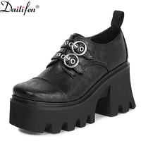 daitife thick soled retro height increasing shoes womens platform shoes womens leather shoes genuine leather shoes
