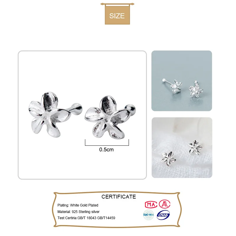 Серьги-гвоздики женские в виде цветка из серебра 925 пробы DA1504 | Украшения и