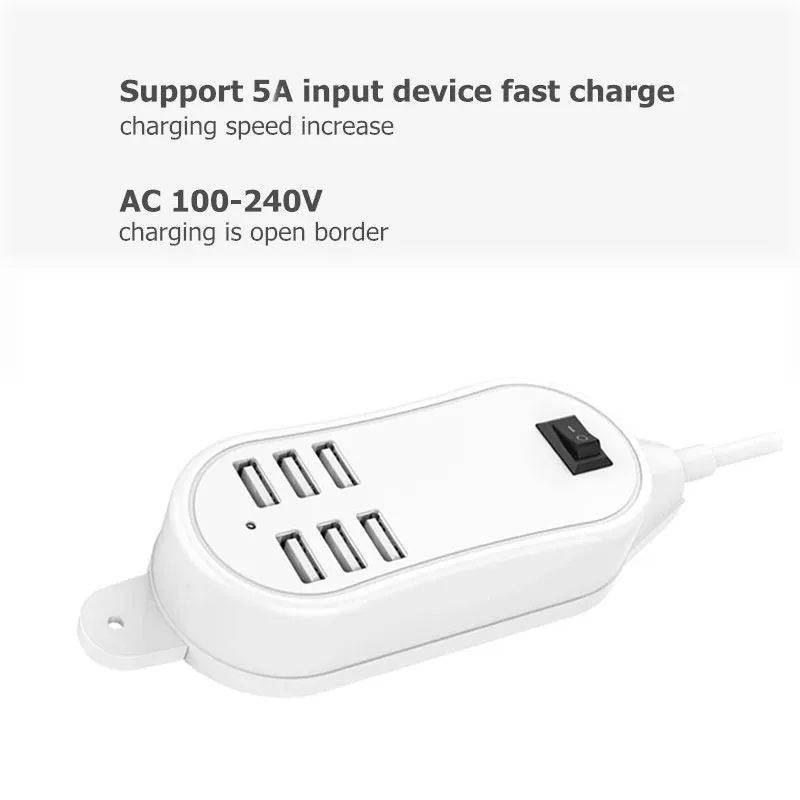 Зарядное устройство для телефона с 6 портами USB 25 Вт 5 А штепсельная вилка