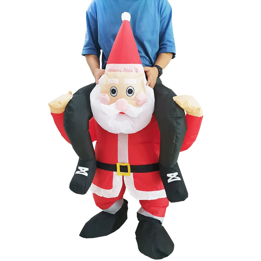 

Adult Santa Claus Carry on Me Inflatable Costumes Party Dress Christmas Cosplay Costume Funny Ride On me with False Legs Clothes