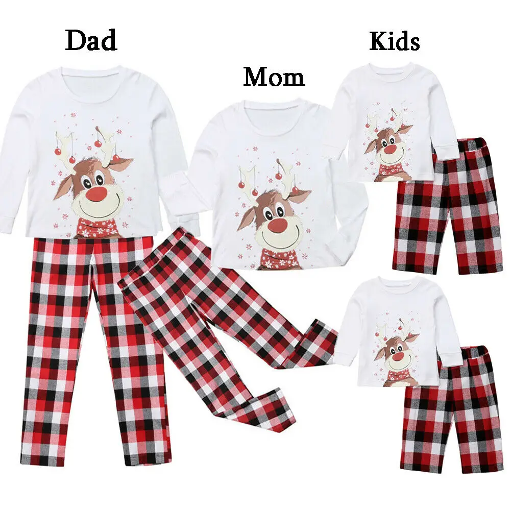 

2020 Adult Women Kids Family Matching Clothes Christmas Pajamas Family Set Family Christmas Pajamas XMAS Deer Print