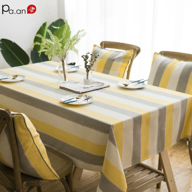 

2021 New American Tablecloth Waterproof Fabric Rectangular Stripe Fresh Coffee Table Round Table Gabe Towel A Hair Generation