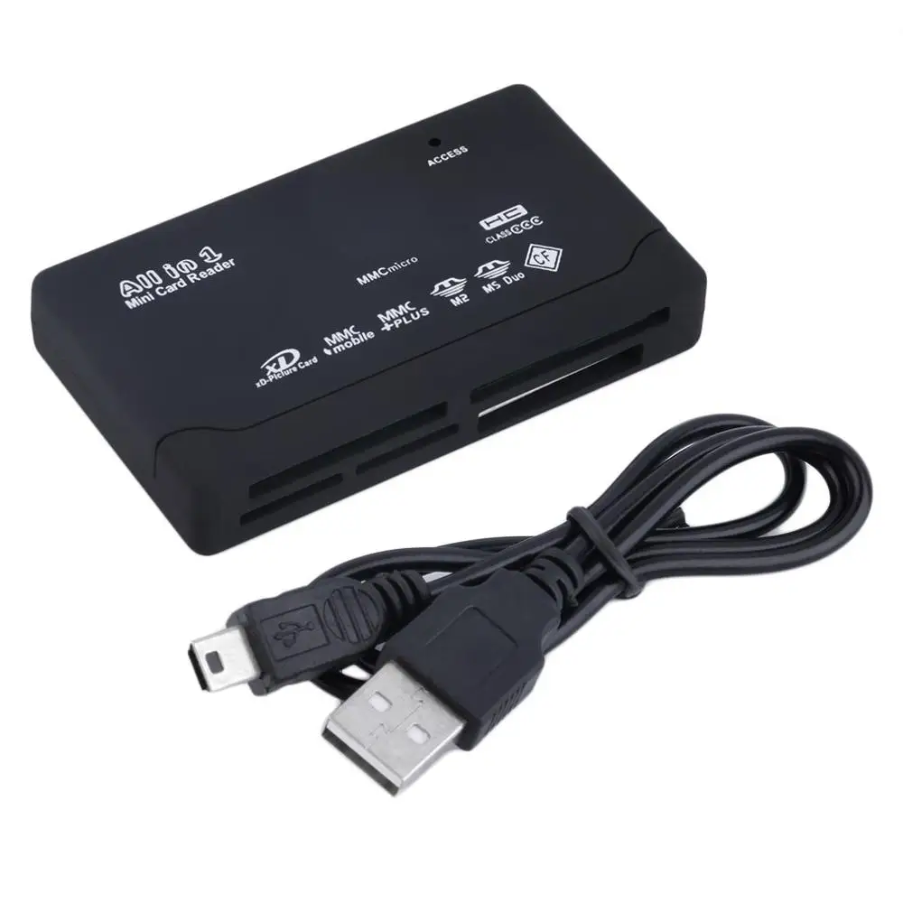 Универсальное черное внешнее высокоскоростное USB 2,0 устройство для чтения карт памяти XD MMC MS CF TF Mini M2 Phone PC camera