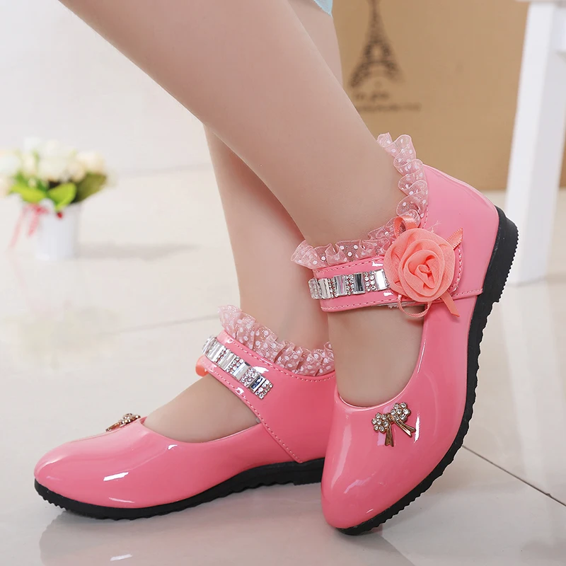 

2020 New Children Elegant Princess PU Leather Sandals Kids Girls Wedding Dress Party Beaded Shoes For Girls