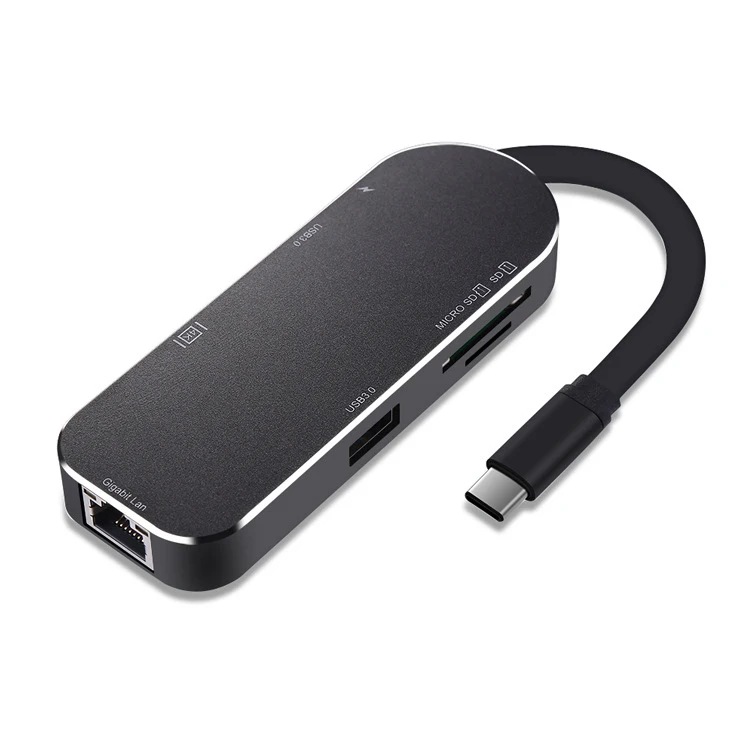 7 в 1 конвертер type C USB C концентратор к HDMI 4K адаптер 10/100/1000 м RJ45 порт USB C разветвитель док-станция для ноутбука MacBook USB-C концентратор