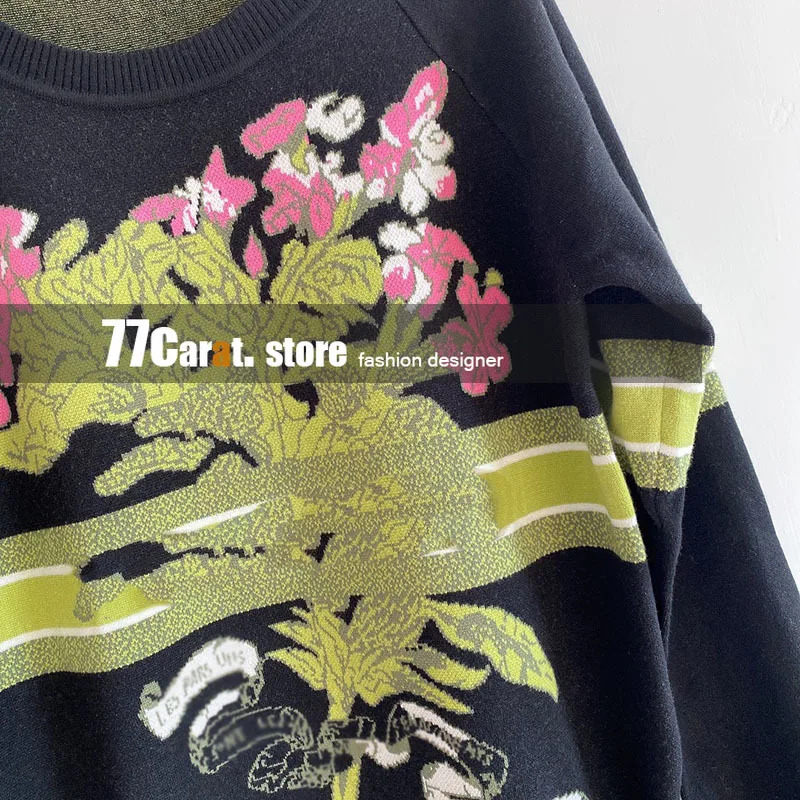 

luxury designer women clothes 2021 fashion sweaters letter with flower jacquard logoed o-neck with long sleeve casual Pullovers