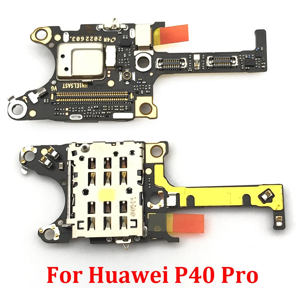 Original For Huawei P40 Pro SIM Card Reader Holder Slot Flex Ribbon Cable Connector Board With Mic Microphone Flex Cable Ribbon