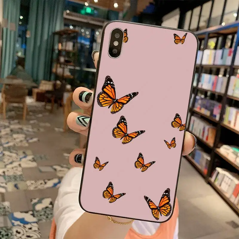 HPCHCJHM Бабочка DIY Окрашенные Bling Телефон чехол для iPhone 11 pro XS MAX 8 7 6 6S Plus X 5S SE 2020 XR |