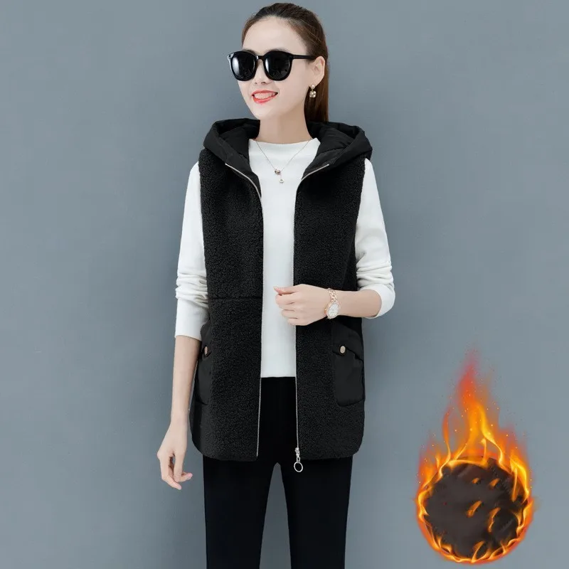 Женский жилет из искусственного меха повседневный теплый без рукавов с