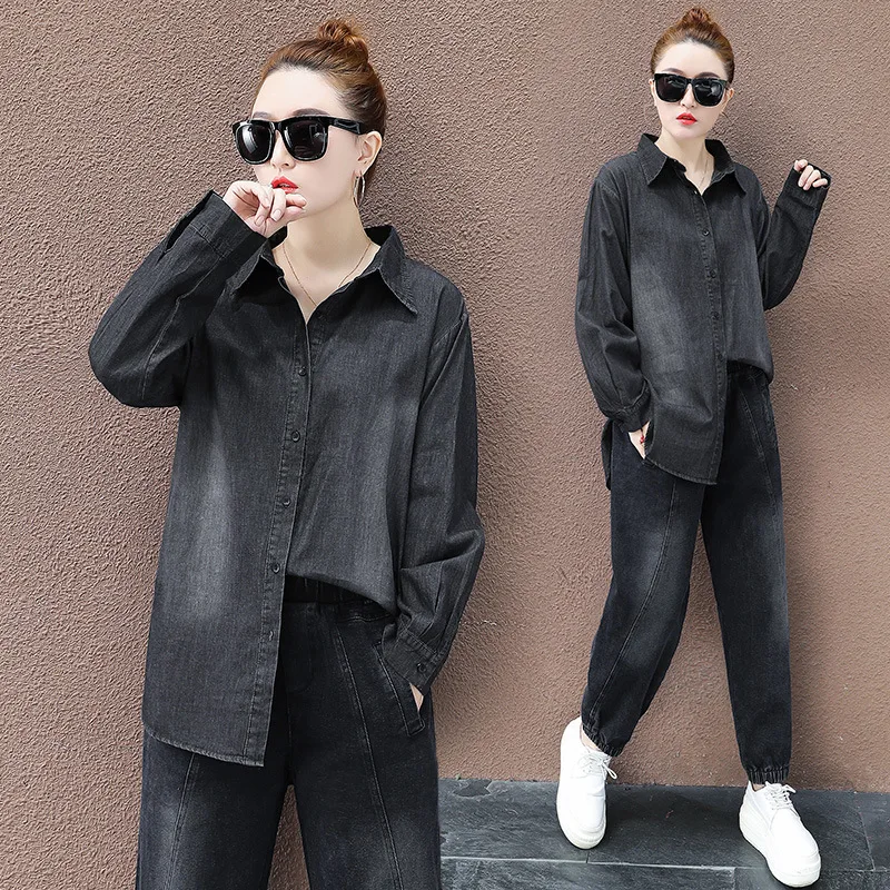 Женский джинсовый костюм Max LuLu повседневный комплект из двух предметов в