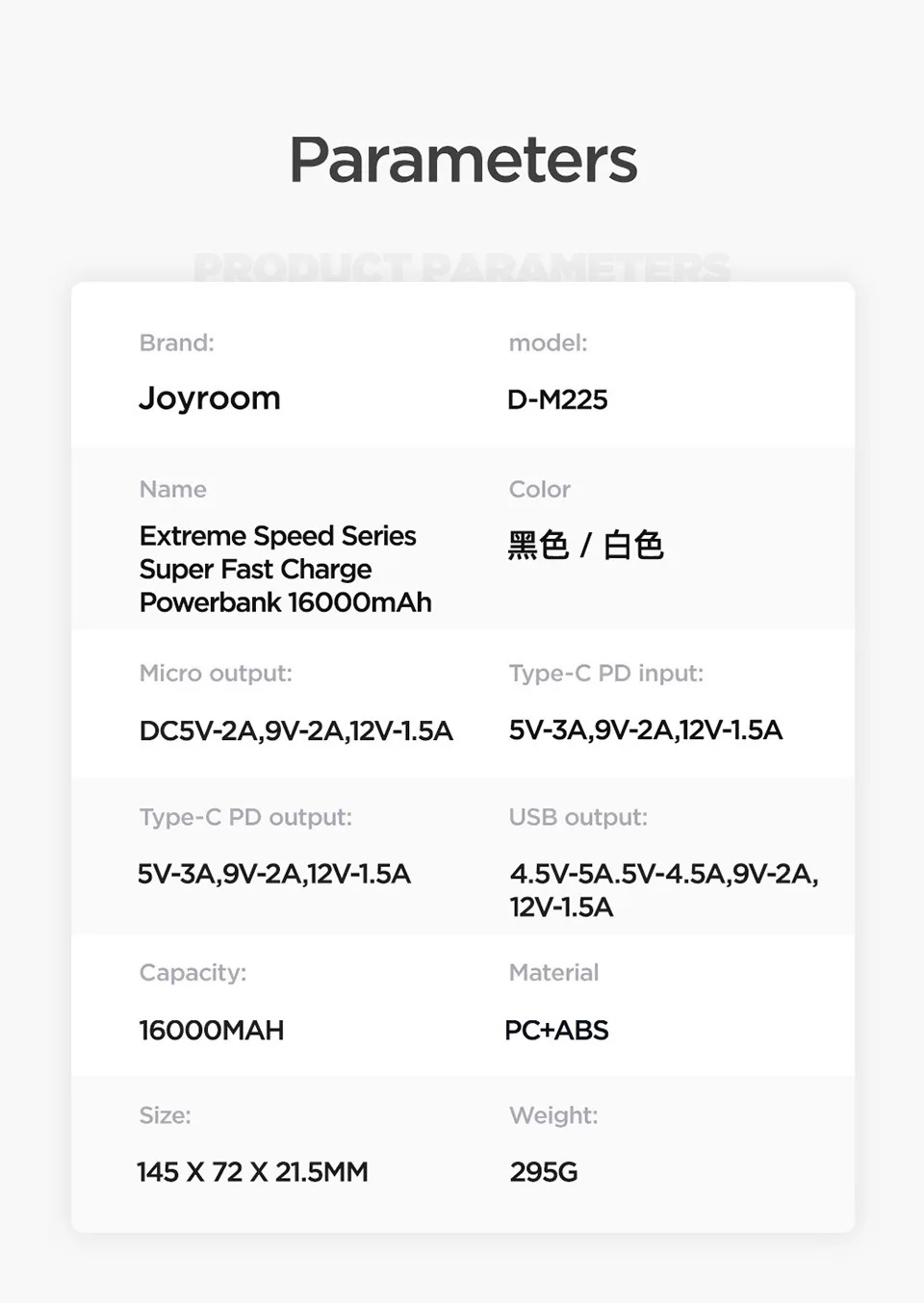 Joyroom 22,5 Вт внешний аккумулятор Супер быстрая зарядка внешний аккумулятор 16000 мАч для huawei Быстрая зарядка двойной USB Аккумулятор Внешнее портативное зарядное устройство