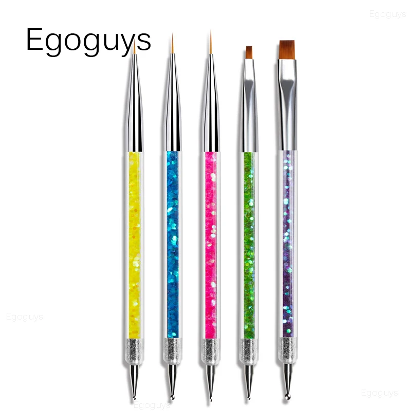 

Double-end Nail Polish UV Gel Painting Brush Gem Dotting Pen Flower Pattern Drawing Liner Extension Builder Varnishes DIY Tools