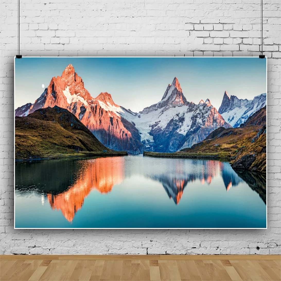 

Альпийское озеро естественный вид фон зима осень синее небо студия фотографии Декор для дома Фон баннер плакат