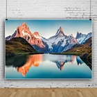 Альпийское озеро естественный вид фон зима осень синее небо студия фотографии Декор для дома Фон баннер плакат