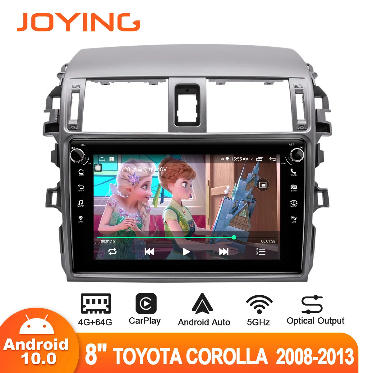 

JOYING Android 10 Car Stereo 8” Head Unit Multimedia Player 1DIN Auto Audio MP5 Bluetooth Camera 4G For Toyota Corolla 2008-2013