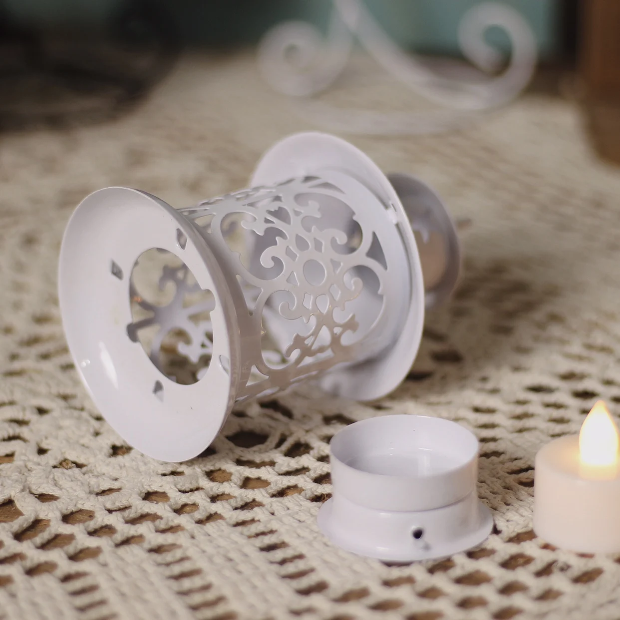 Современные подсвечники в скандинавском стиле Винтажные белые металлические