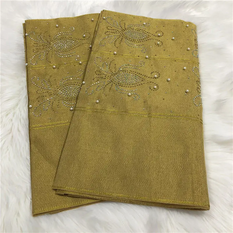 Африканский gele головной убор aso oke головной убор с бисером нигерийские Стразы gele головной убор мода для вечерние 2 шт./лот-AH30 - Цвет: 27