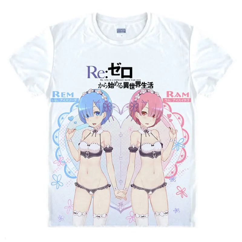 Re:Zero Kara Hajimeru Isekai Seikatsu футболка аниме Эмилия Рем маскарадная студенческие топы с