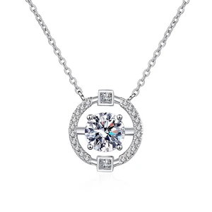 Trendy 0.5-2ct D Color Moissanite Geometric Necklace for Women Jewelry 925 Sterling Silver Gra Moissanite Pendant Necklace Gift