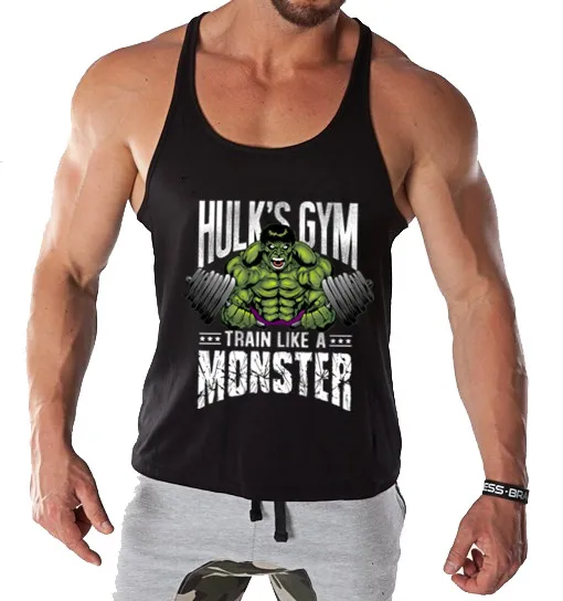 Мужской жилет топы &quotХалк&quot &quotтренажерные залы печати майки для бодибилдеров