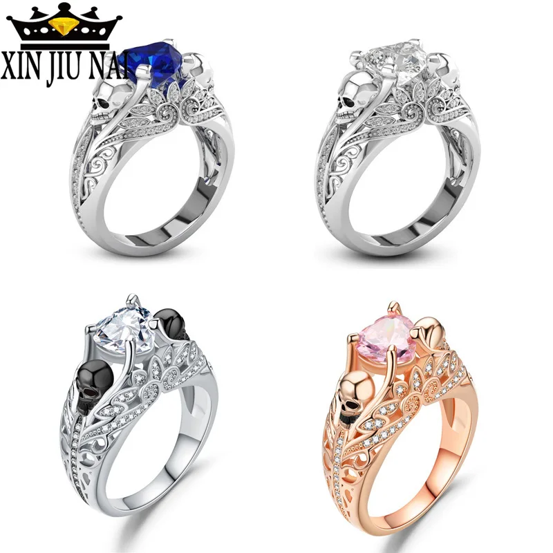 Розовое золото сердце роскошное серебряное кольцо с кубическим цирконием для