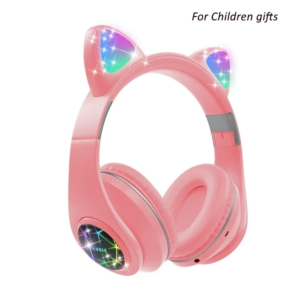 Цветная (RGB) кошачьими ушками наушники Bluetooth 5 0 Шум шумоподавления взрослые дети