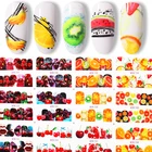 Разноцветные абстрактные наклейки для ногтей, 12 шт., наклейки с геометрическими рисунками арбуза, киви, лимона, фруктов, Летние Водные Наклейки, Слайдеры для маникюра