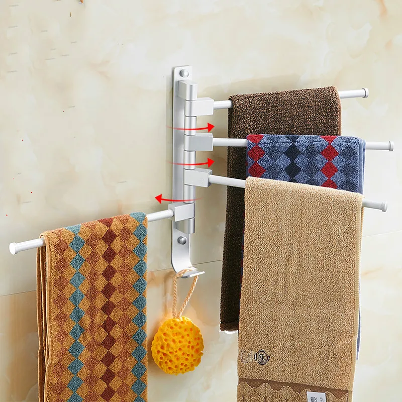 Вешалка для полотенец может вращаться без перфорации алюминиевая Золотая