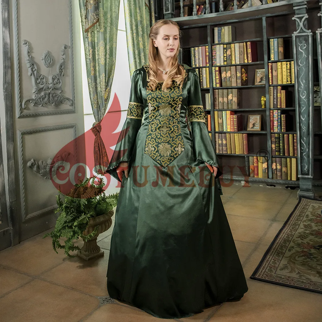 CostumeBuy Medieval Women Dark Green Trumpet Sleeves Dress Victorian Gothic Retro Vampire Evenging L920 |