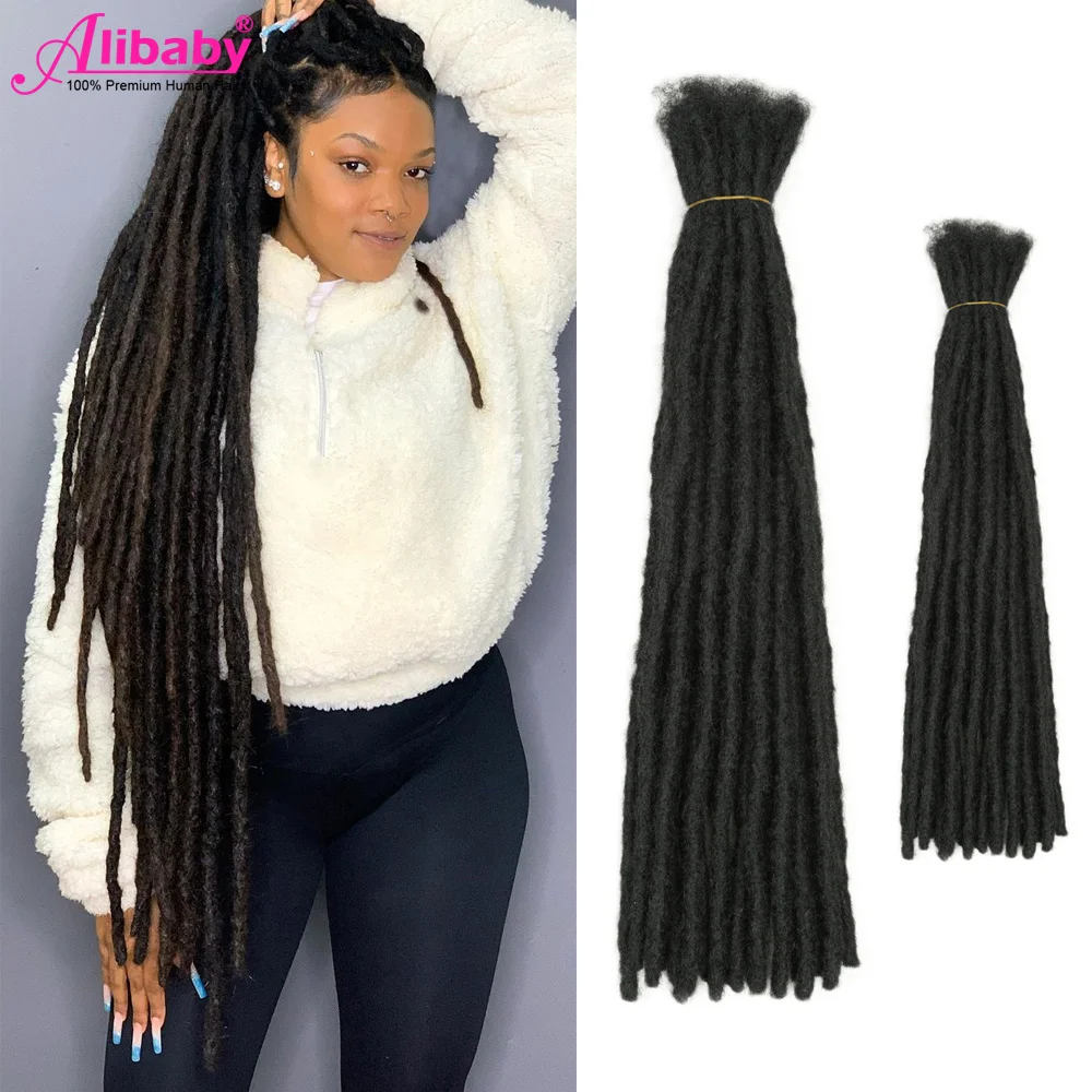 Handmade Dreadlocks 100% Human Hair Remy Faux Locs Crochet Hair Extensions 8-20Inch 10 Strands One Bag For Men and Women Alibaby