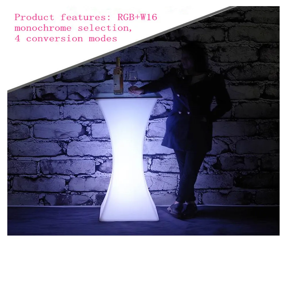 

2019 Fashion LED lighted up bar furniture rechargeable high end cocktail table D60*H110cm bar coffee table cocktail table