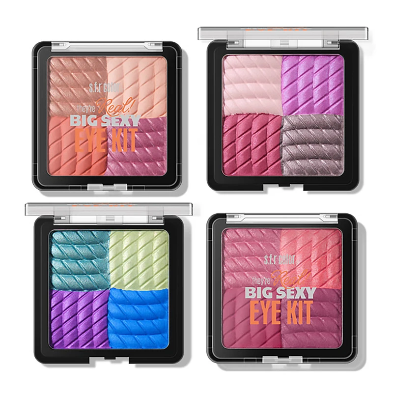 Профессиональная Палетка блестящих теней для век 4 цвета с высокой зажигалкой