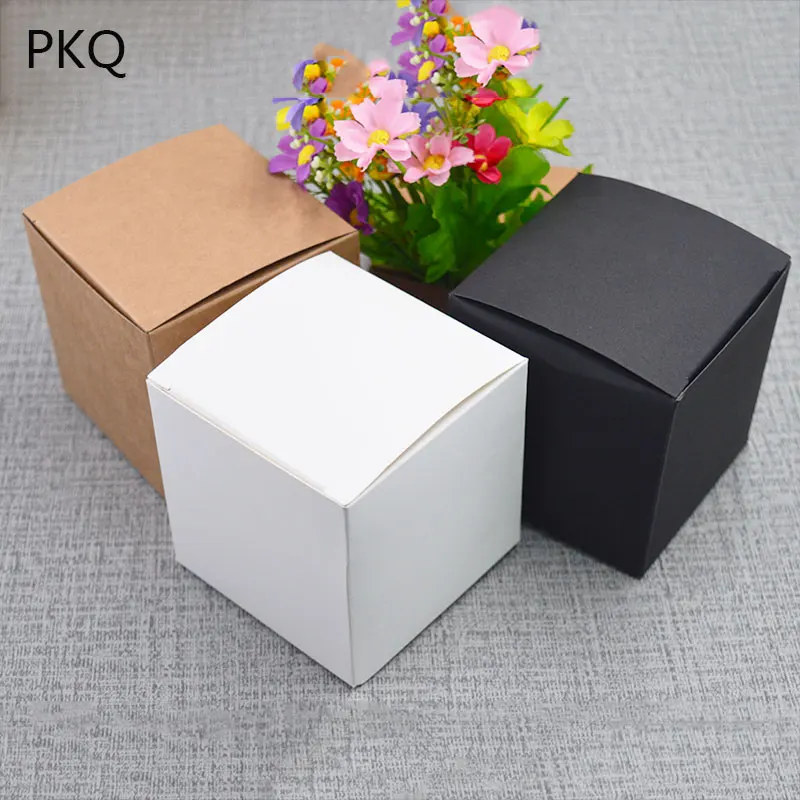Картонная подарочная коробка 5x5x5/6x6x6/7x7/8x8x8/9x9x9/10x10x10 см белая/черная/Крафтовая