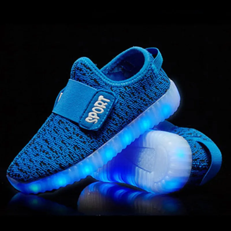 Size 25-37 Kids Led USB Recharge Glowing Shoes Children's Hook Loop Shoes Children's Glowing Sneakers Kids Led Luminous Shoes