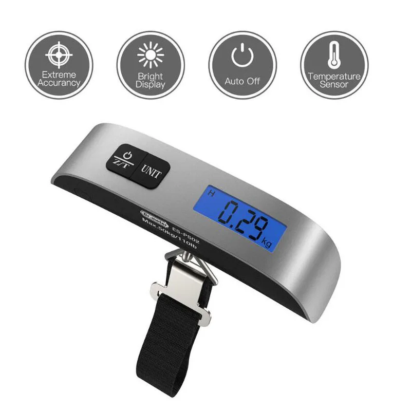 Портативные электронные весы для багажа максимальный вес 50 кг ЖК дисплей